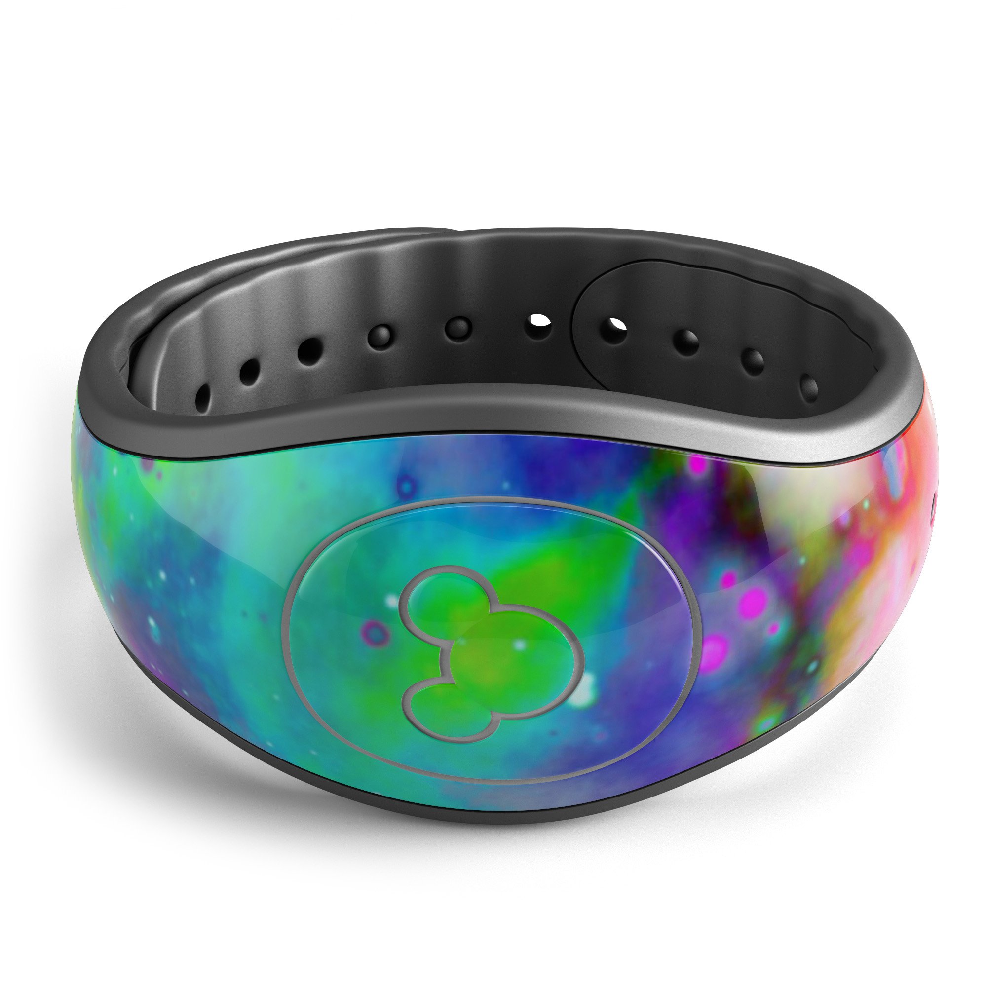 Neon Splatter Universe decal skin wrap kit for Disney Magic Band, showcasing vibrant colors and unique design.