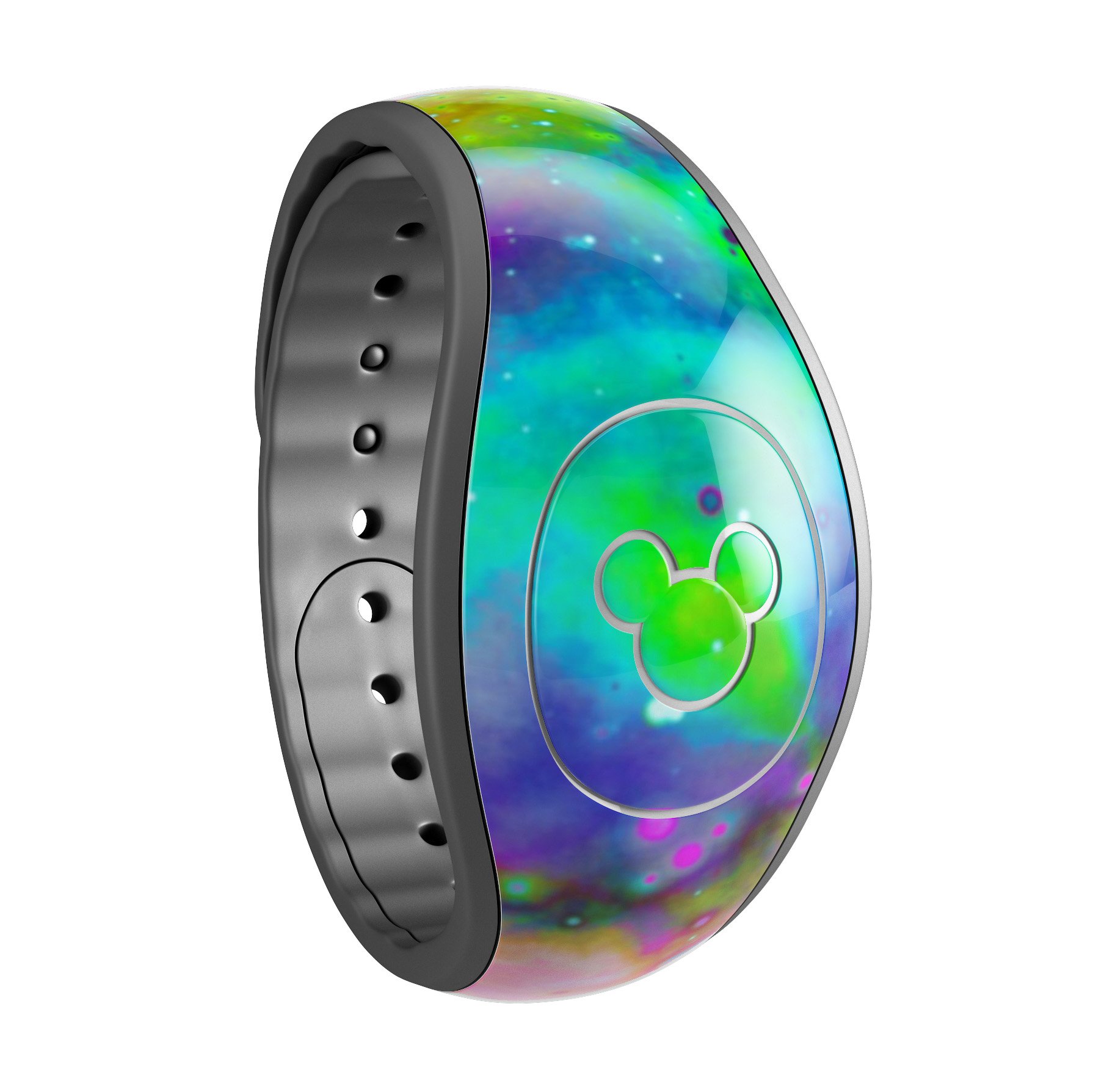 Neon Splatter Universe decal skin wrap kit for Disney Magic Band, showcasing vibrant colors and unique design.