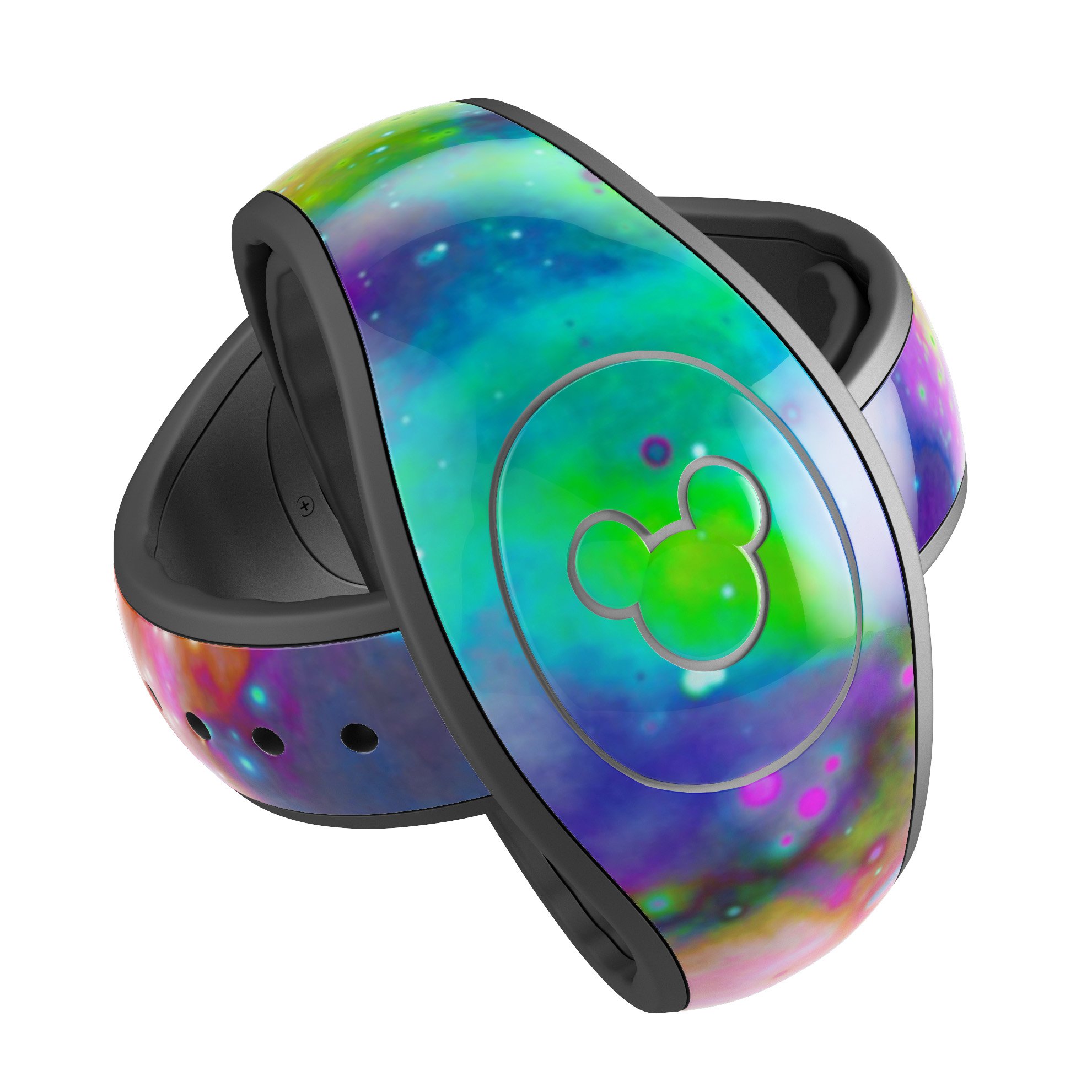 Neon Splatter Universe decal skin wrap kit for Disney Magic Band, showcasing vibrant colors and unique design.