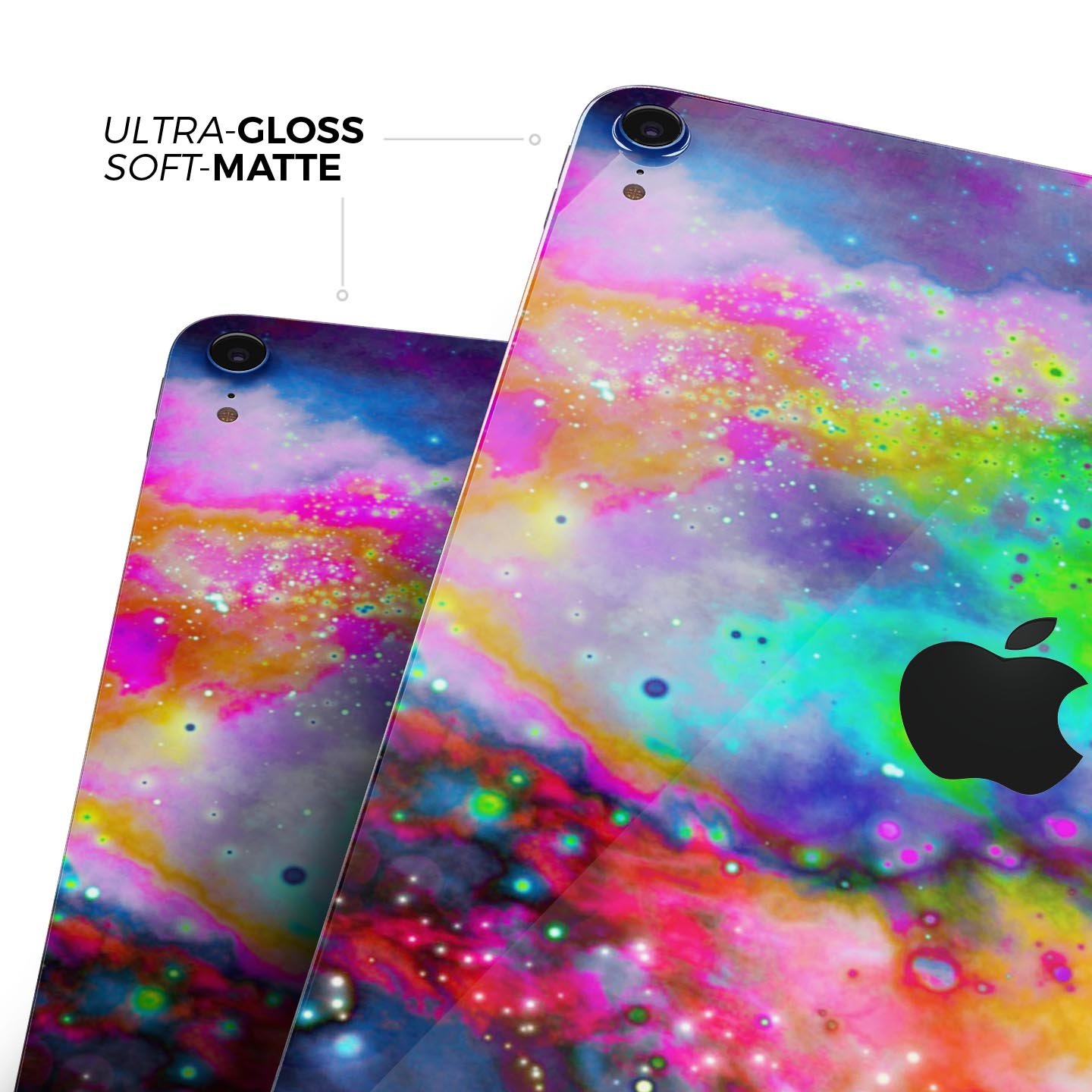 Neon Splatter Universe full body skin decal for Apple iPad Pro, showcasing vibrant colors and unique splatter design.