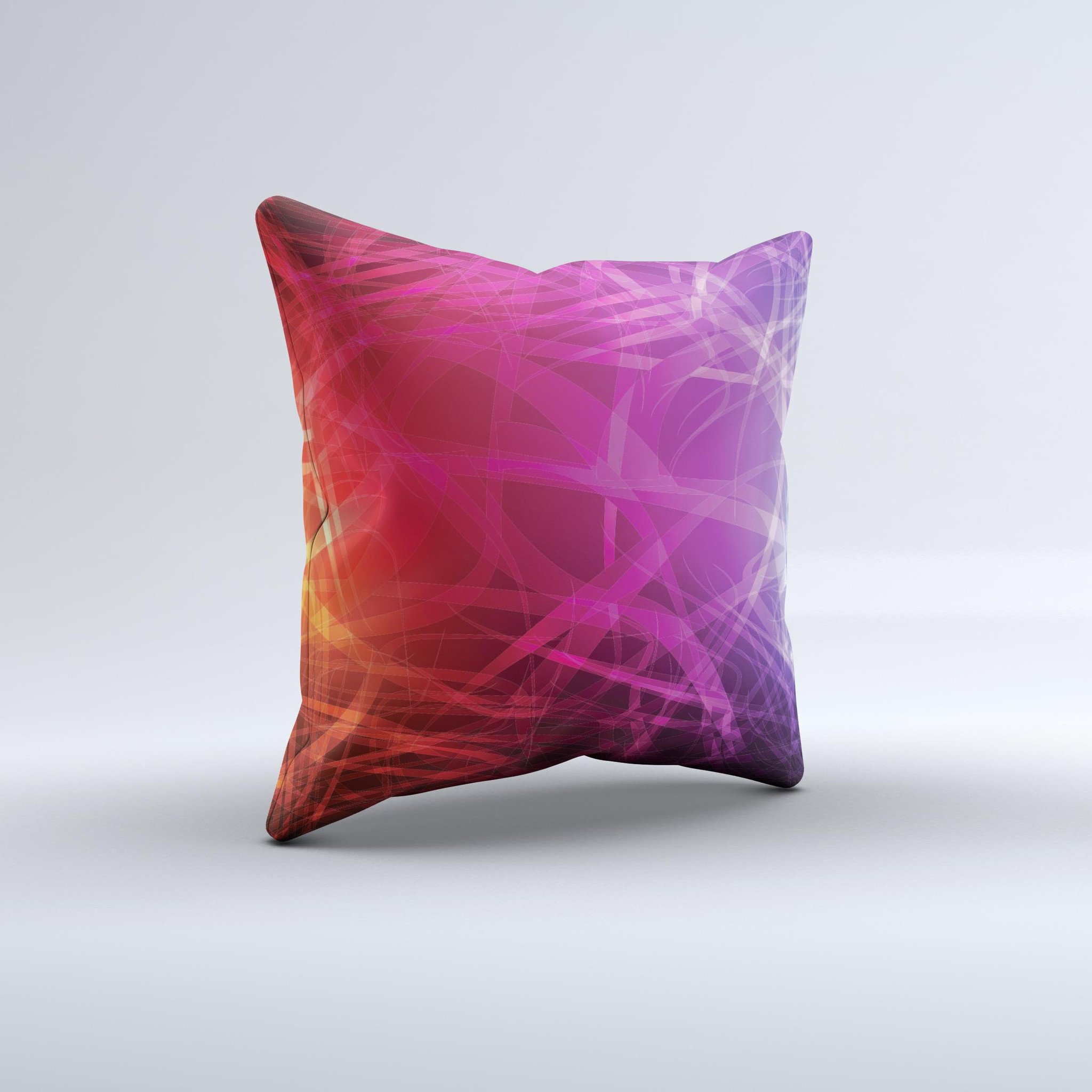 A vibrant Neon Translucent Swirls ink-Fuzed Decorative Throw Pillow showcasing a unique, colorful design, handcrafted in Virginia.