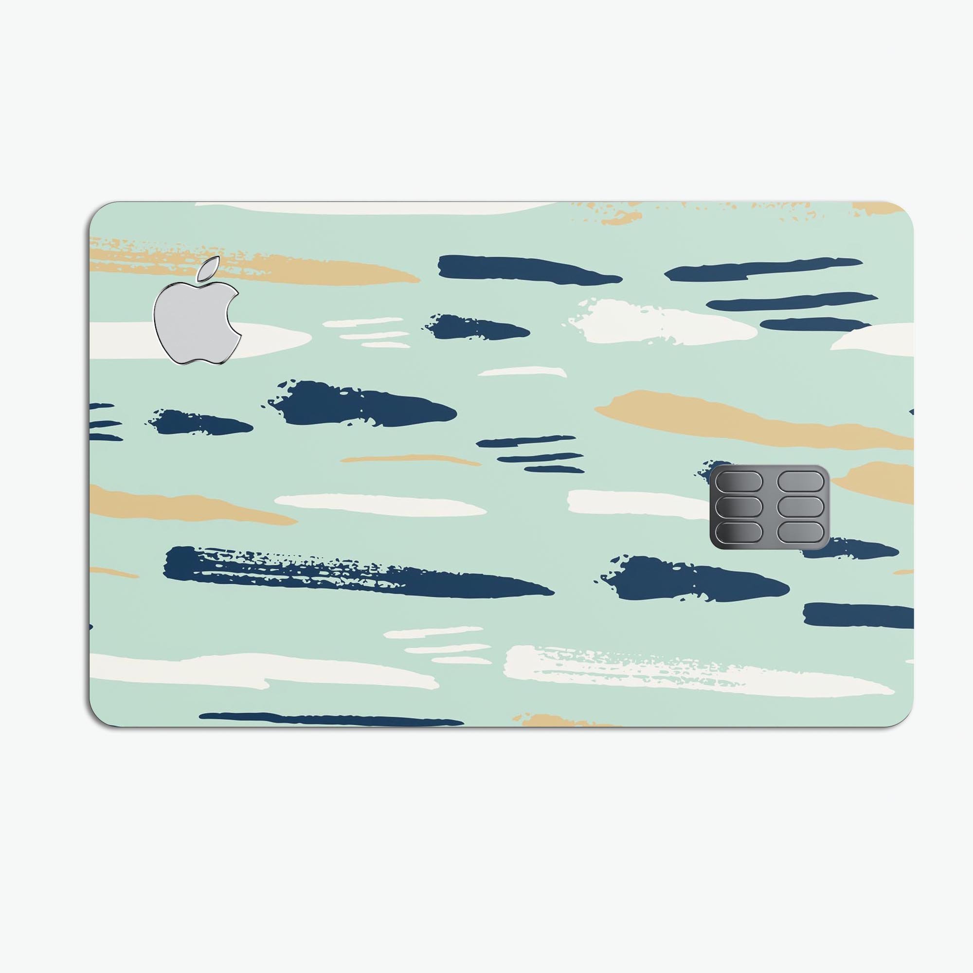 Neutral Brush Strokes Premium Protective Decal Skin-Kit for Apple Card, showcasing its stylish design and high-quality finish.