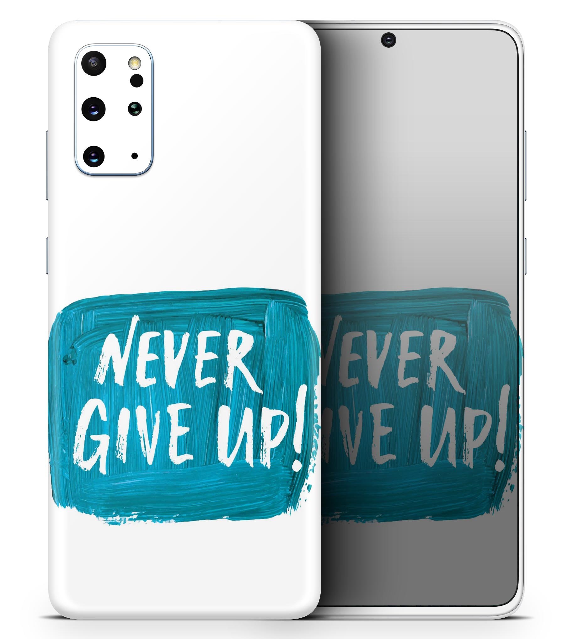 Never Give Up! Skin-Kit for Samsung Galaxy S20 featuring a stylish design and premium vinyl material.