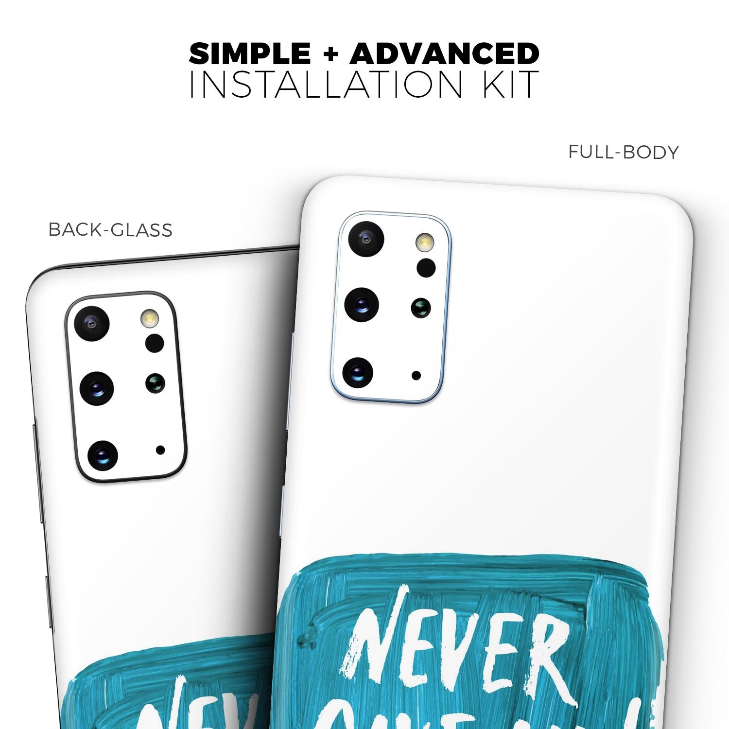 Never Give Up! Skin-Kit for Samsung Galaxy S20 featuring a stylish design and premium vinyl material.