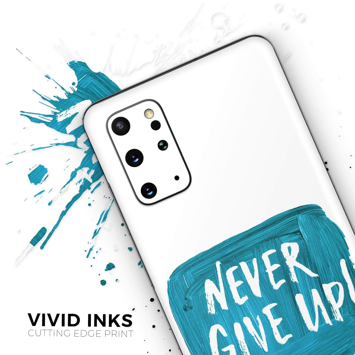 Never Give Up! Skin-Kit for Samsung Galaxy S20 featuring a stylish design and premium vinyl material.