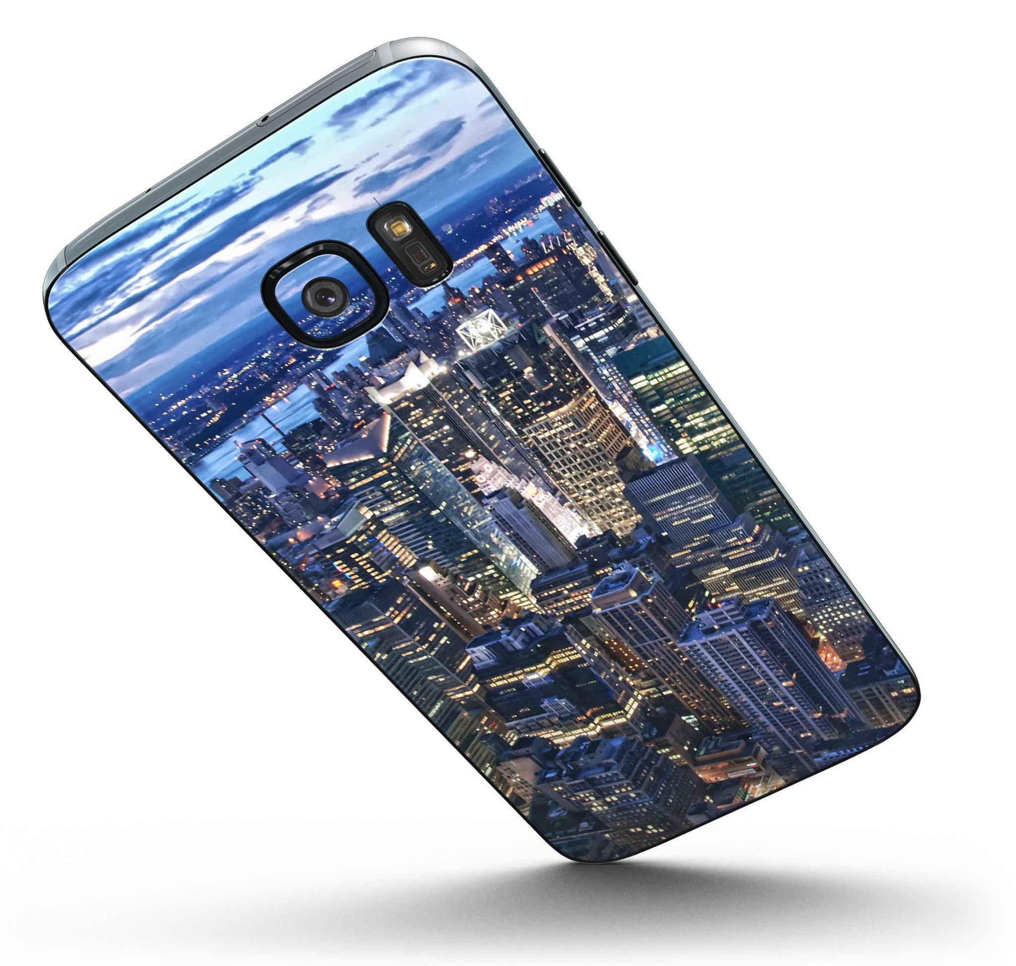 Night Aerial NYC Full Body Skin-Kit for Samsung Galaxy S7 and S7 Edge, showcasing premium vinyl material and stylish finishes.