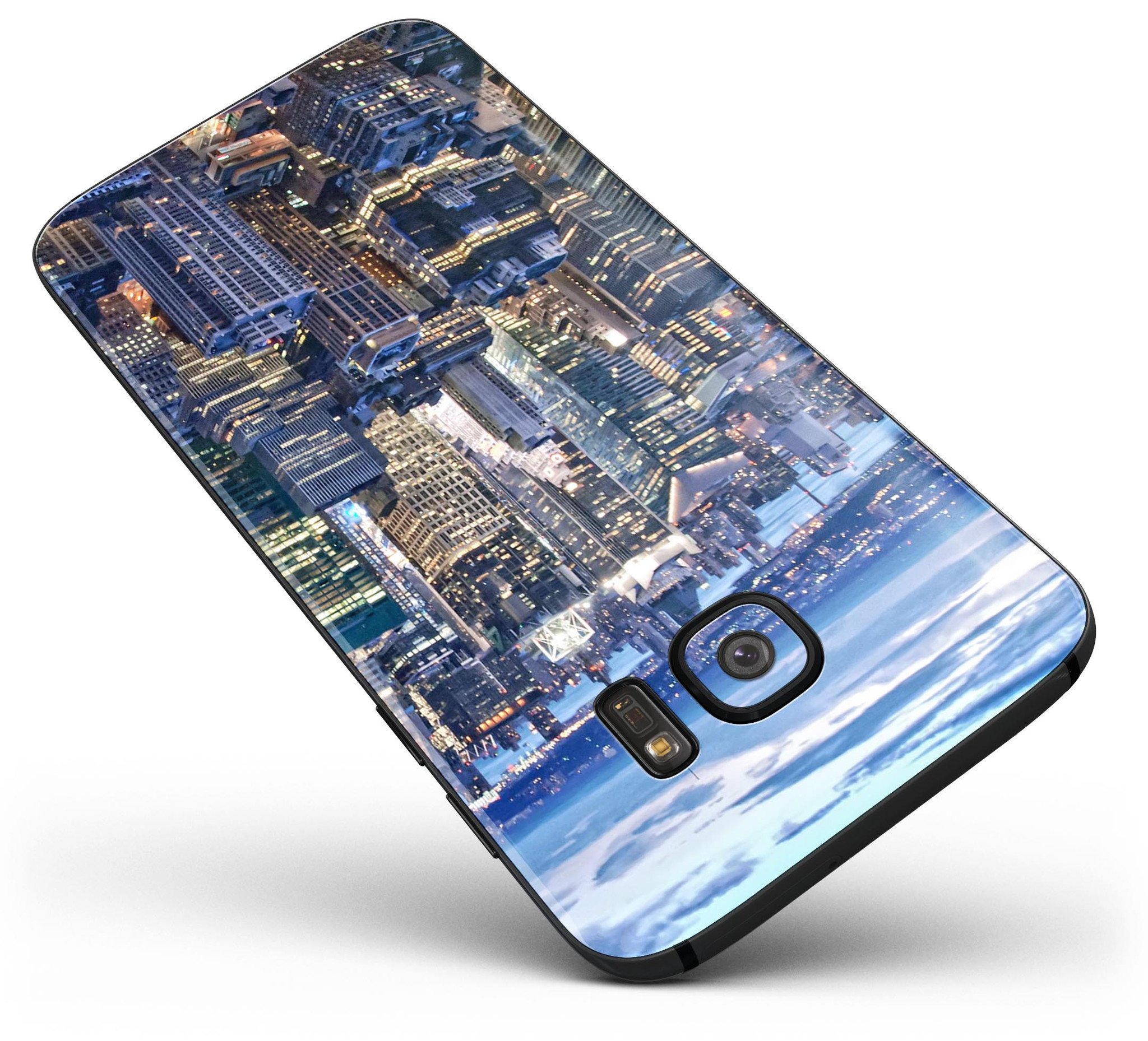 Night Aerial NYC Full Body Skin-Kit for Samsung Galaxy S7 and S7 Edge, showcasing premium vinyl material and stylish finishes.