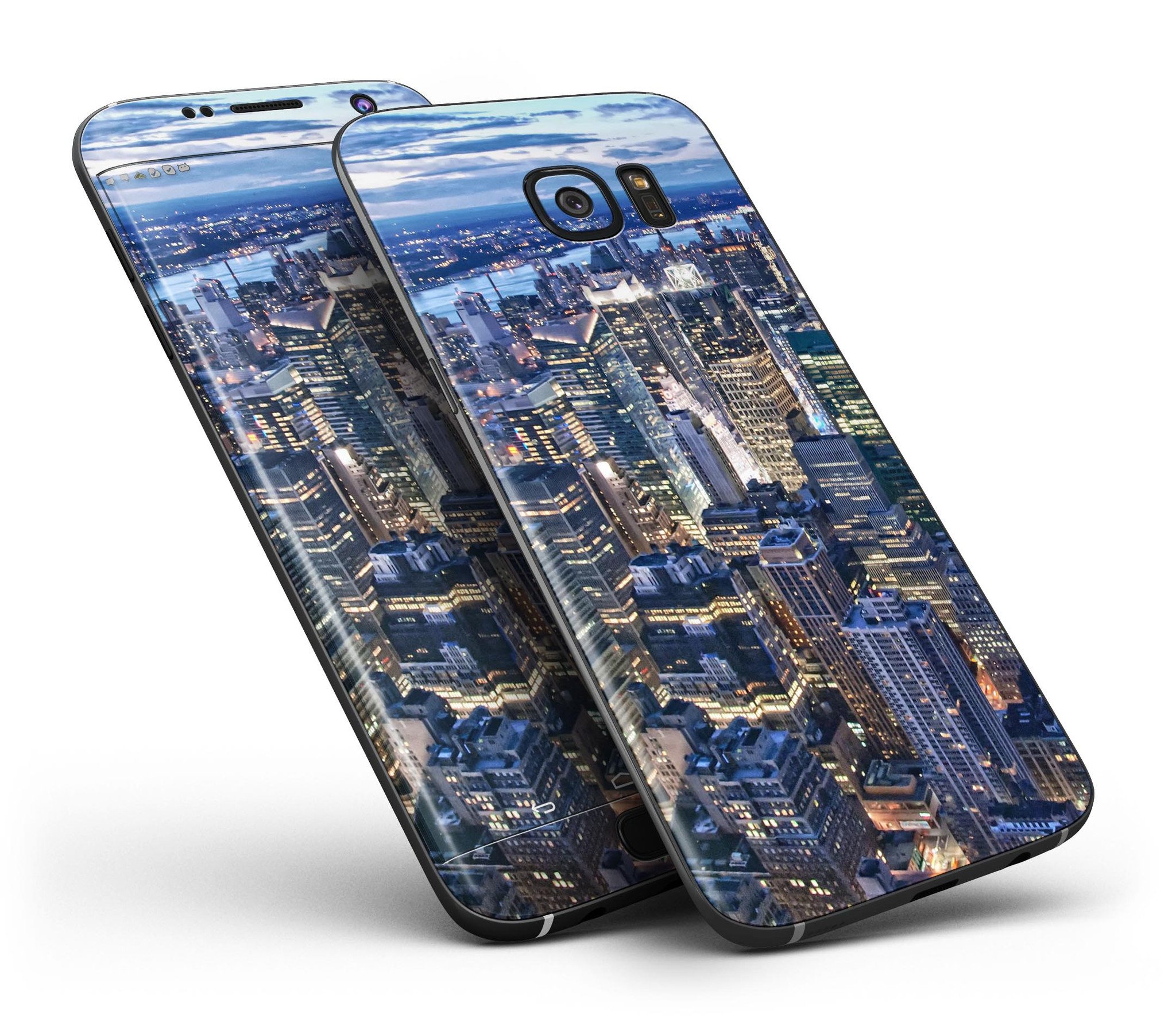 Night Aerial NYC Full Body Skin-Kit for Samsung Galaxy S7 and S7 Edge, showcasing premium vinyl material and stylish finishes.