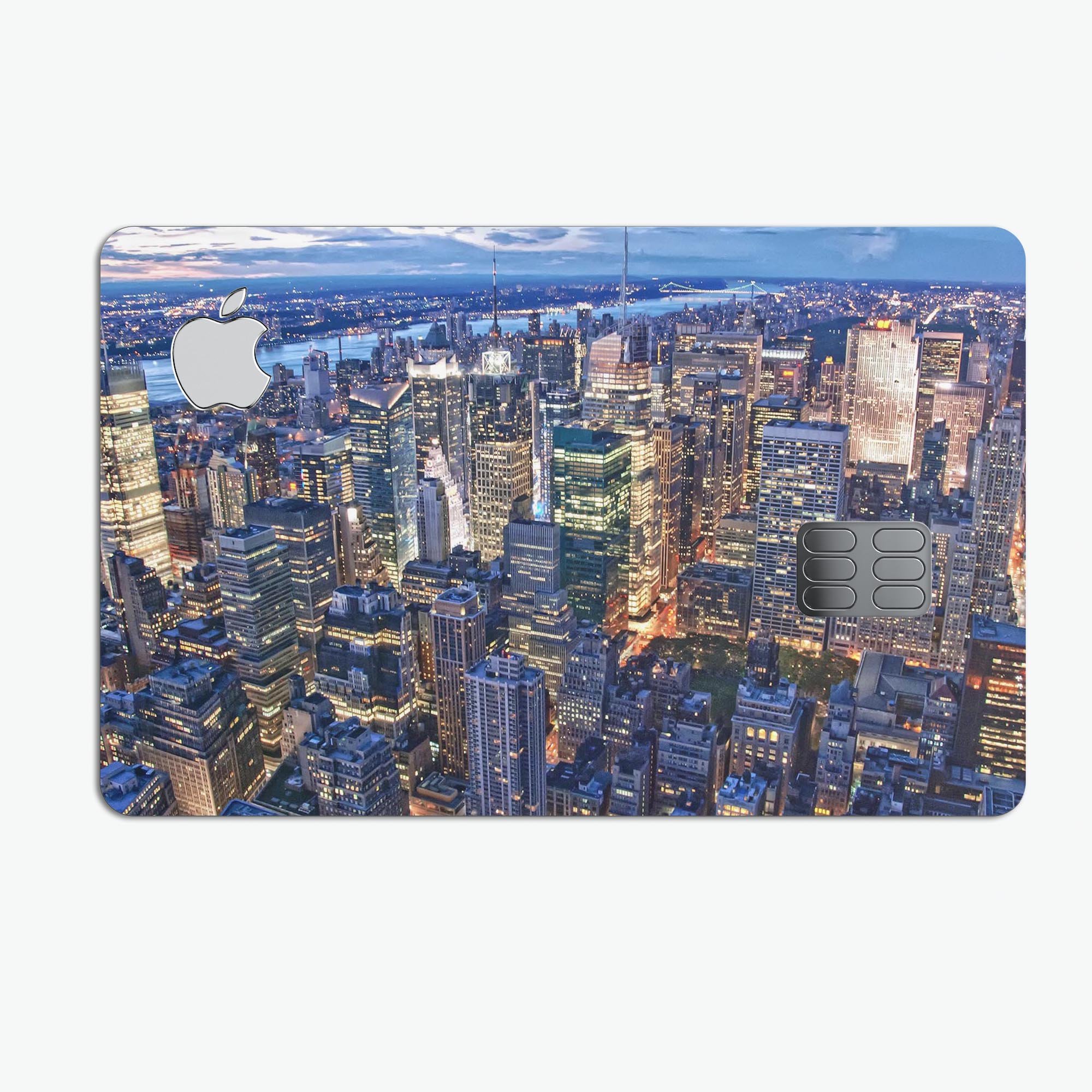 Night Aerial NYC Premium Protective Decal Skin-Kit for Apple Card, showcasing its sleek design and high-quality finish.