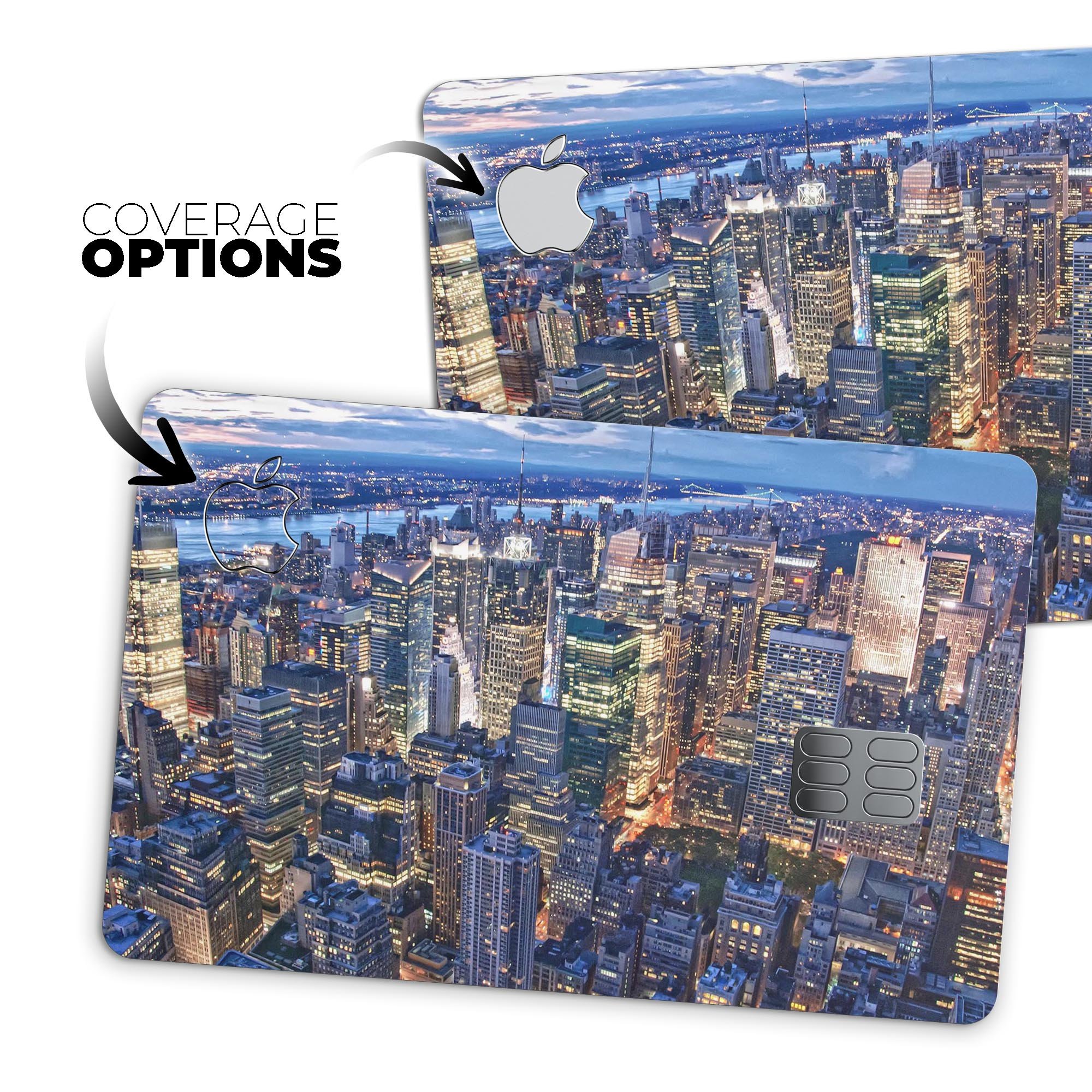 Night Aerial NYC Premium Protective Decal Skin-Kit for Apple Card, showcasing its sleek design and high-quality finish.