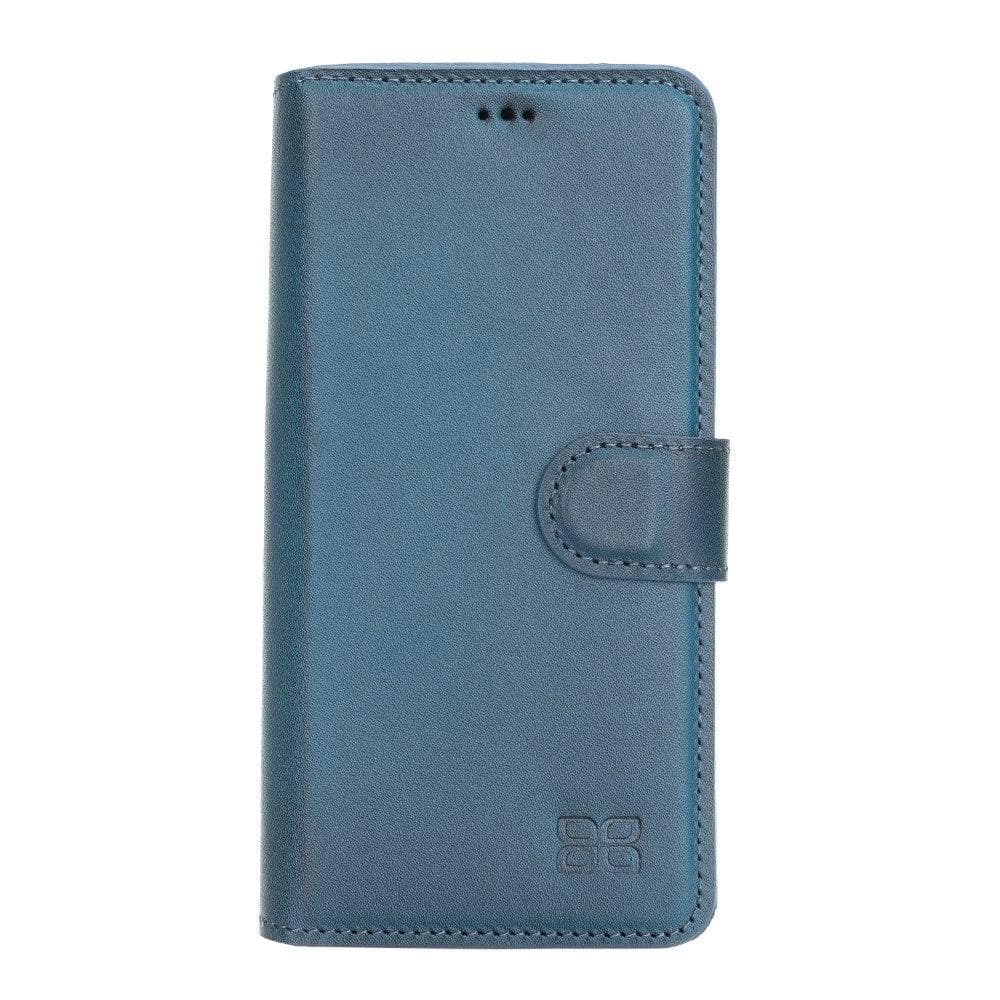 Non-Detachable Leather Wallet Case for Samsung Galaxy S21 Series, showcasing genuine leather, RFID protection, and card holder compartments.