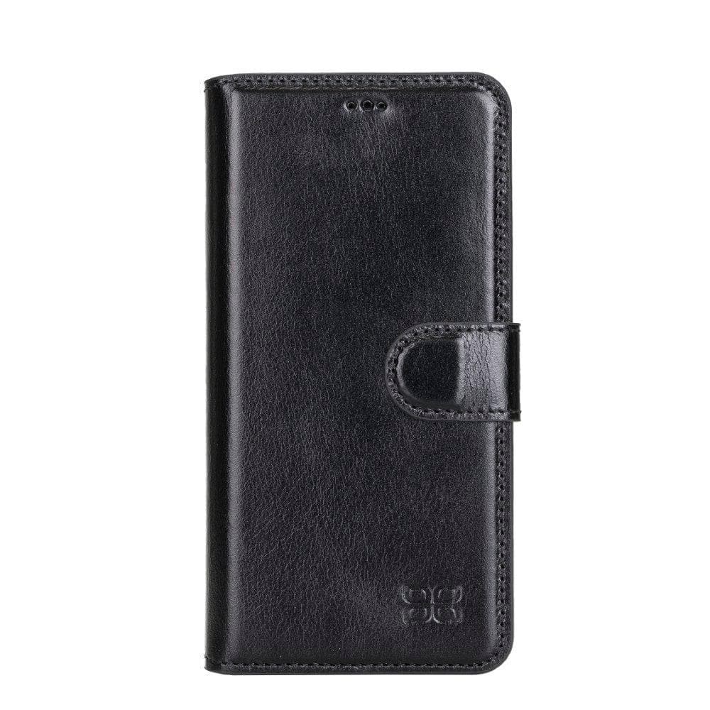 Non-Detachable Leather Wallet Case for Samsung Galaxy S21 Series, showcasing genuine leather, RFID protection, and card holder compartments.