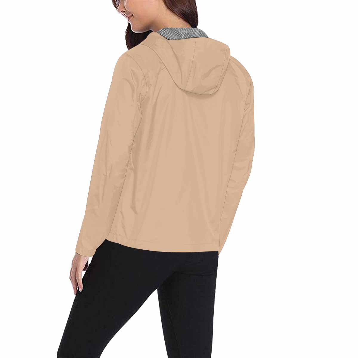 Nude brown hooded windbreaker jacket for men and women, featuring a stylish design with zippered pockets and adjustable hood.