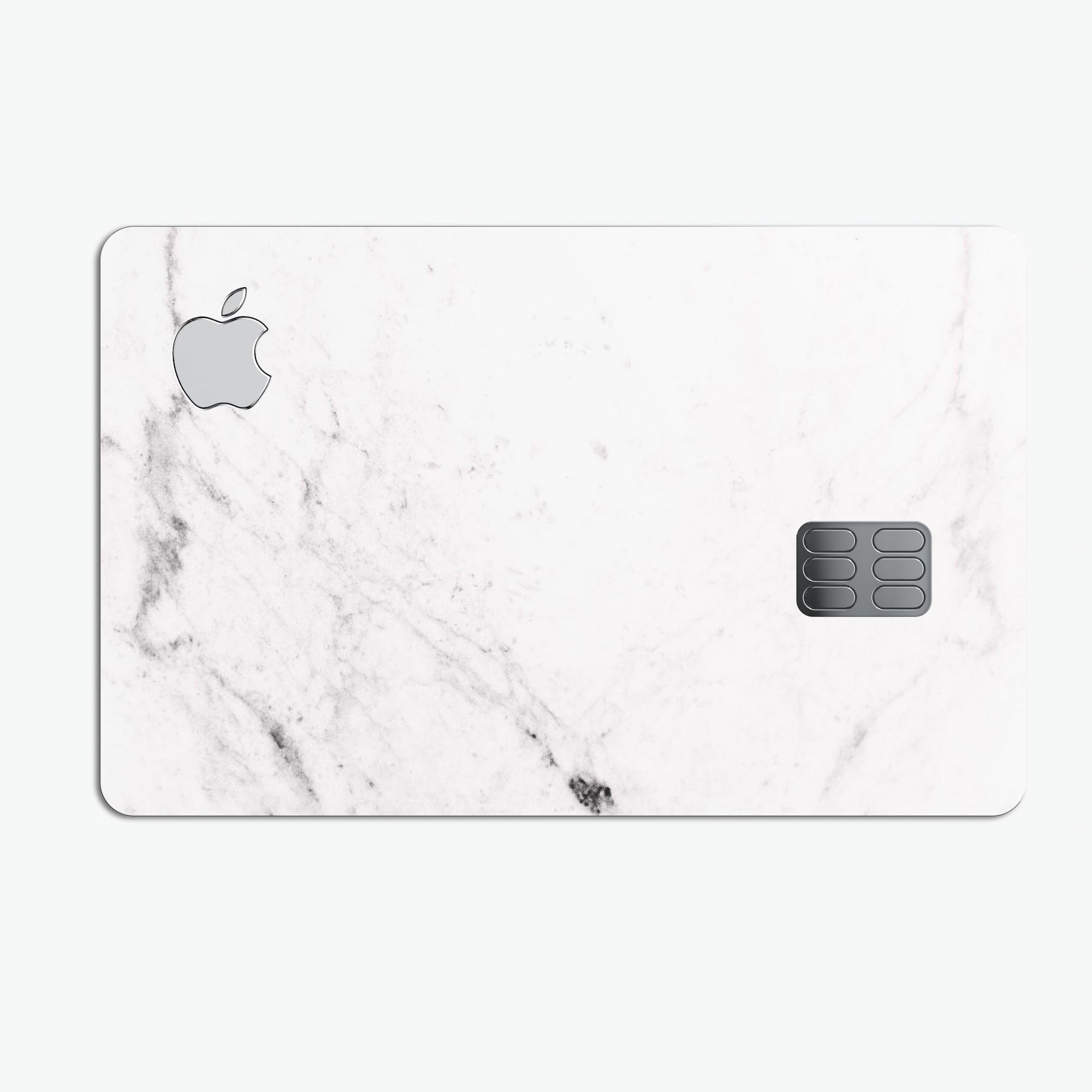 Neutral Gray and White Marble Surface decal for Apple Card, showcasing its elegant design and premium quality.