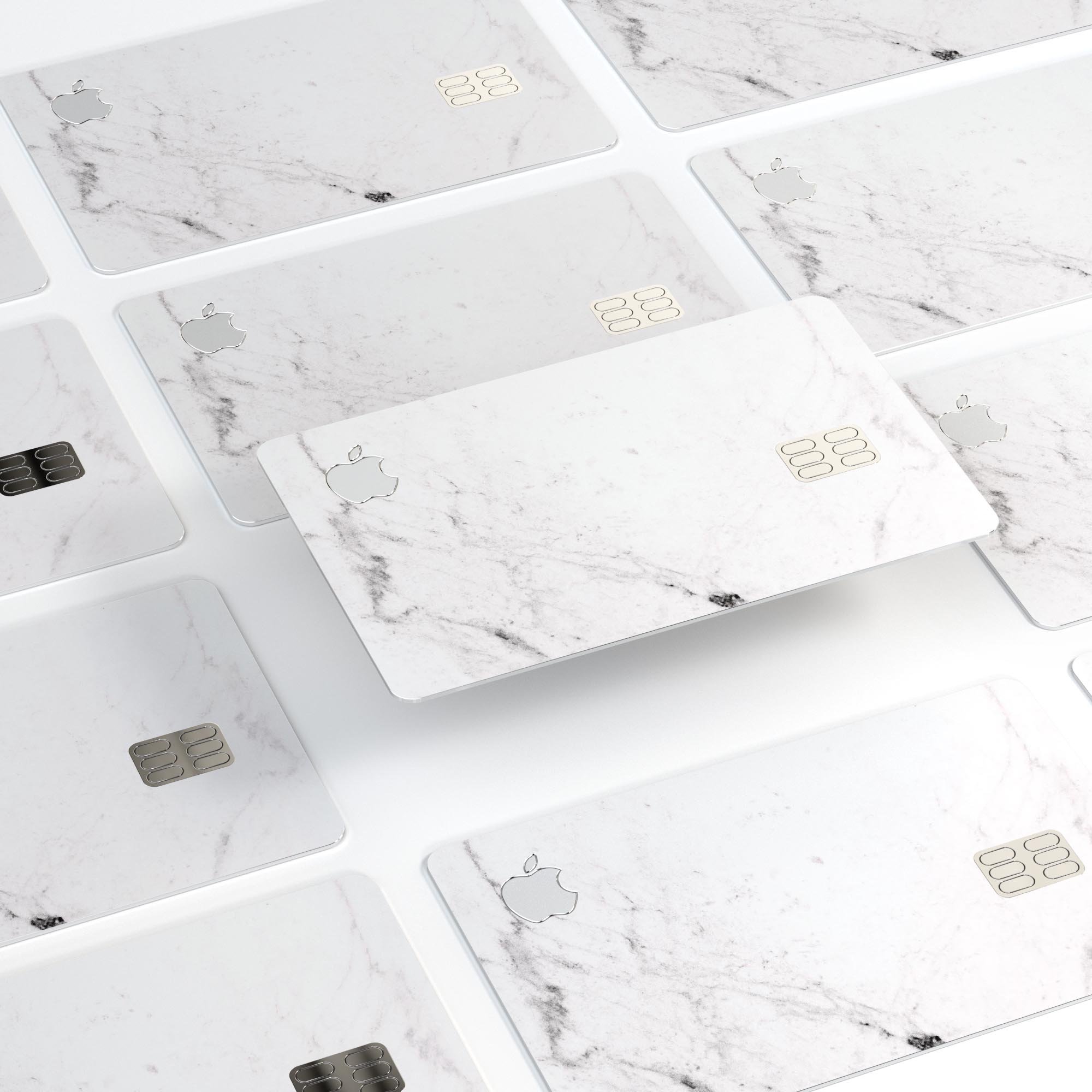 Neutral Gray and White Marble Surface decal for Apple Card, showcasing its elegant design and premium quality.