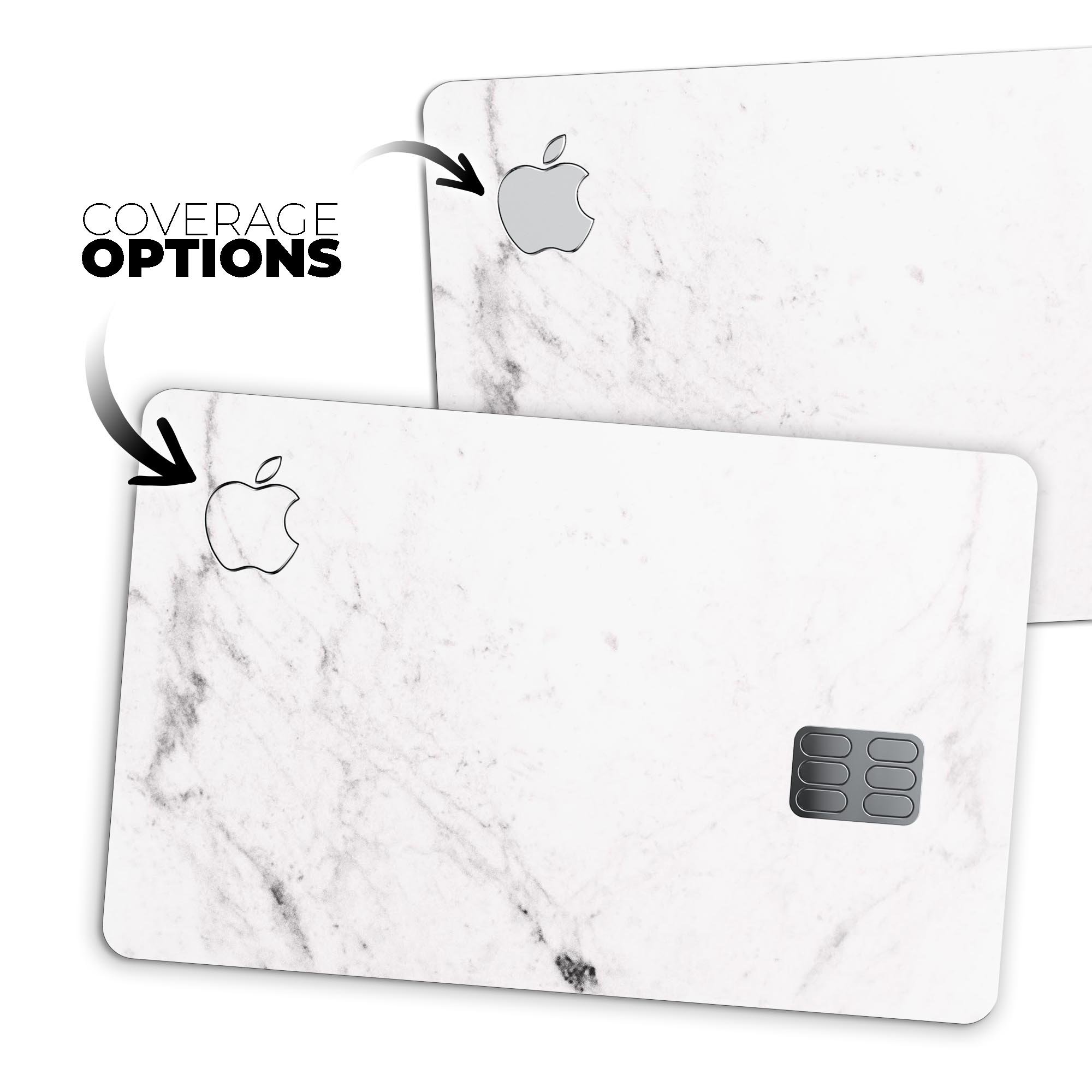 Neutral Gray and White Marble Surface decal for Apple Card, showcasing its elegant design and premium quality.