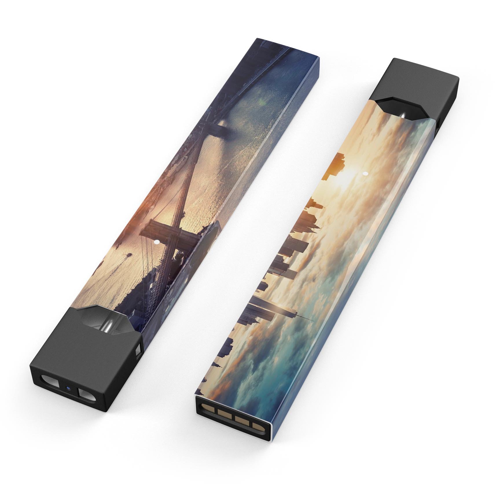 NYC Sunset Eve premium decal skin-wrap sticker designed for JUUL vaping device, showcasing vibrant sunset colors and sleek design.