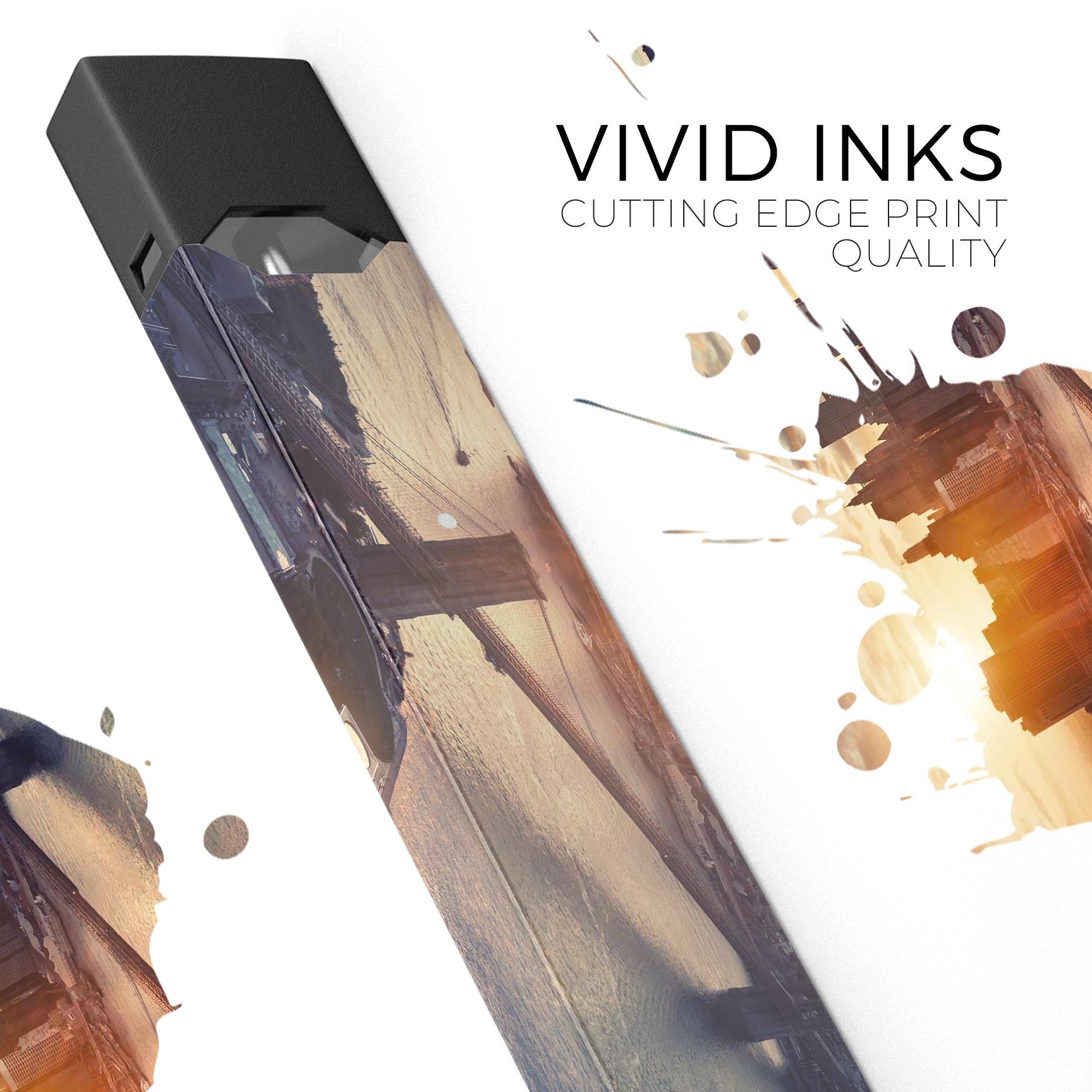 NYC Sunset Eve premium decal skin-wrap sticker designed for JUUL vaping device, showcasing vibrant sunset colors and sleek design.