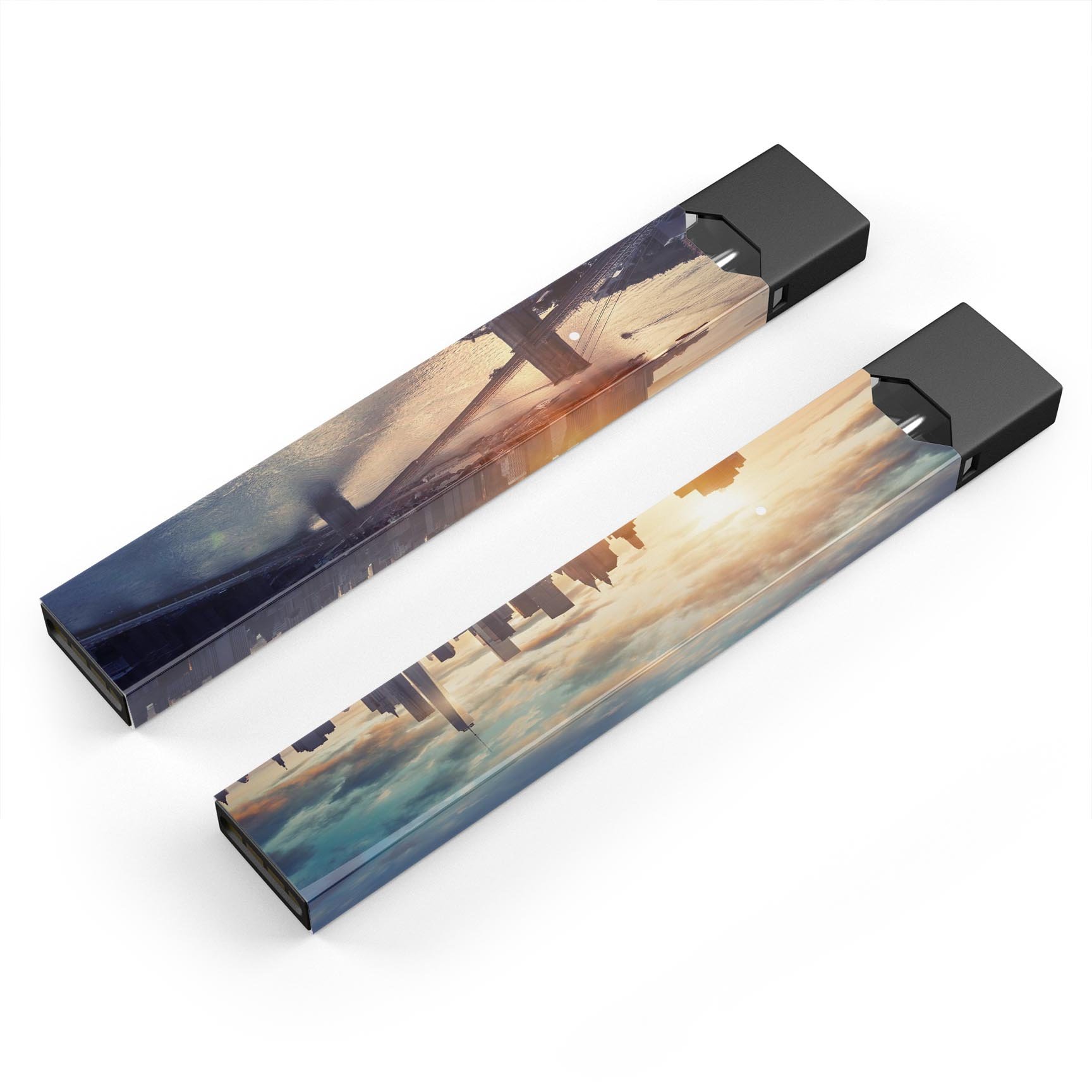 NYC Sunset Eve premium decal skin-wrap sticker designed for JUUL vaping device, showcasing vibrant sunset colors and sleek design.