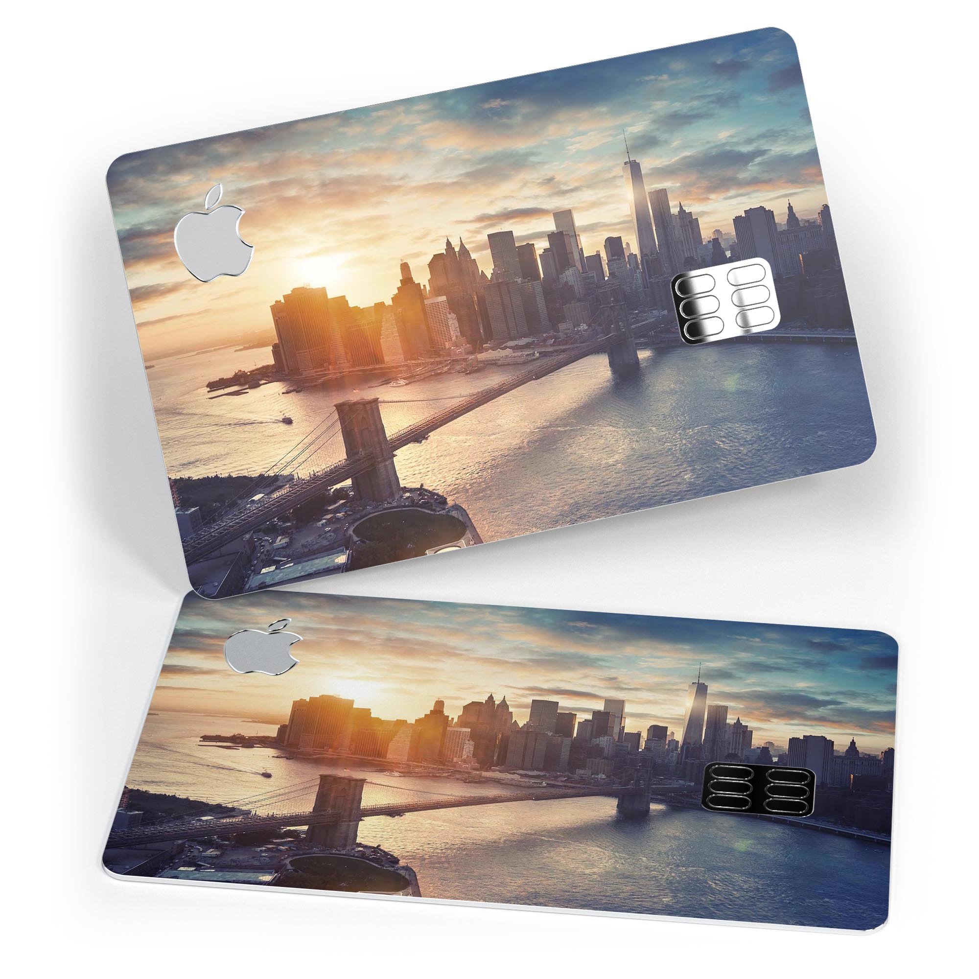 NYC Sunset Eve Premium Protective Decal Skin-Kit for Apple Card, showcasing its stylish design and high-quality finish.