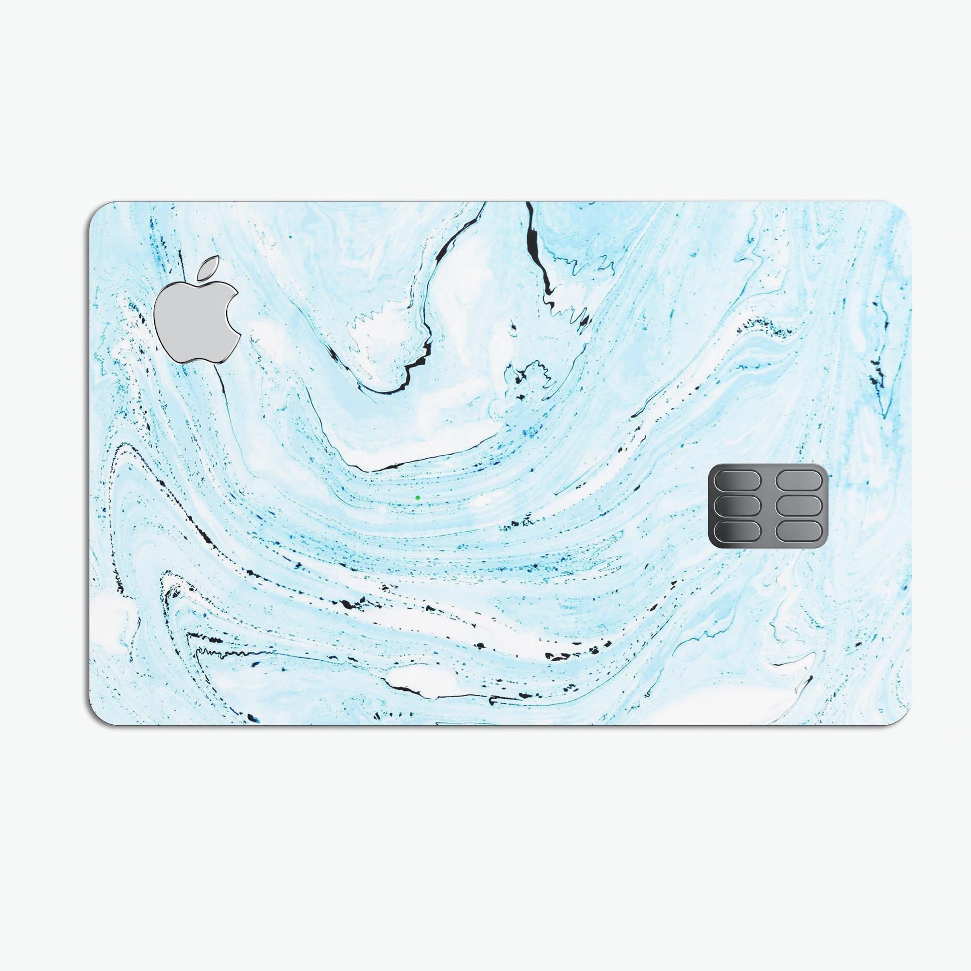 Ocean Blue Textured Marble skin decal for Apple Card, showcasing its premium vinyl texture and elegant design.