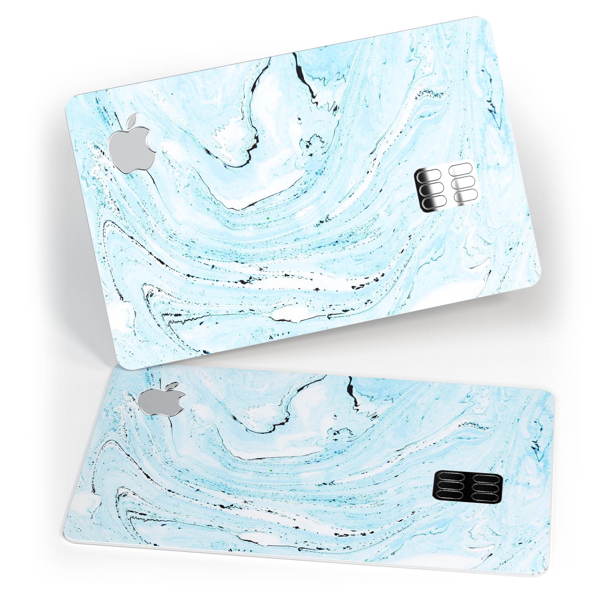 Ocean Blue Textured Marble skin decal for Apple Card, showcasing its premium vinyl texture and elegant design.