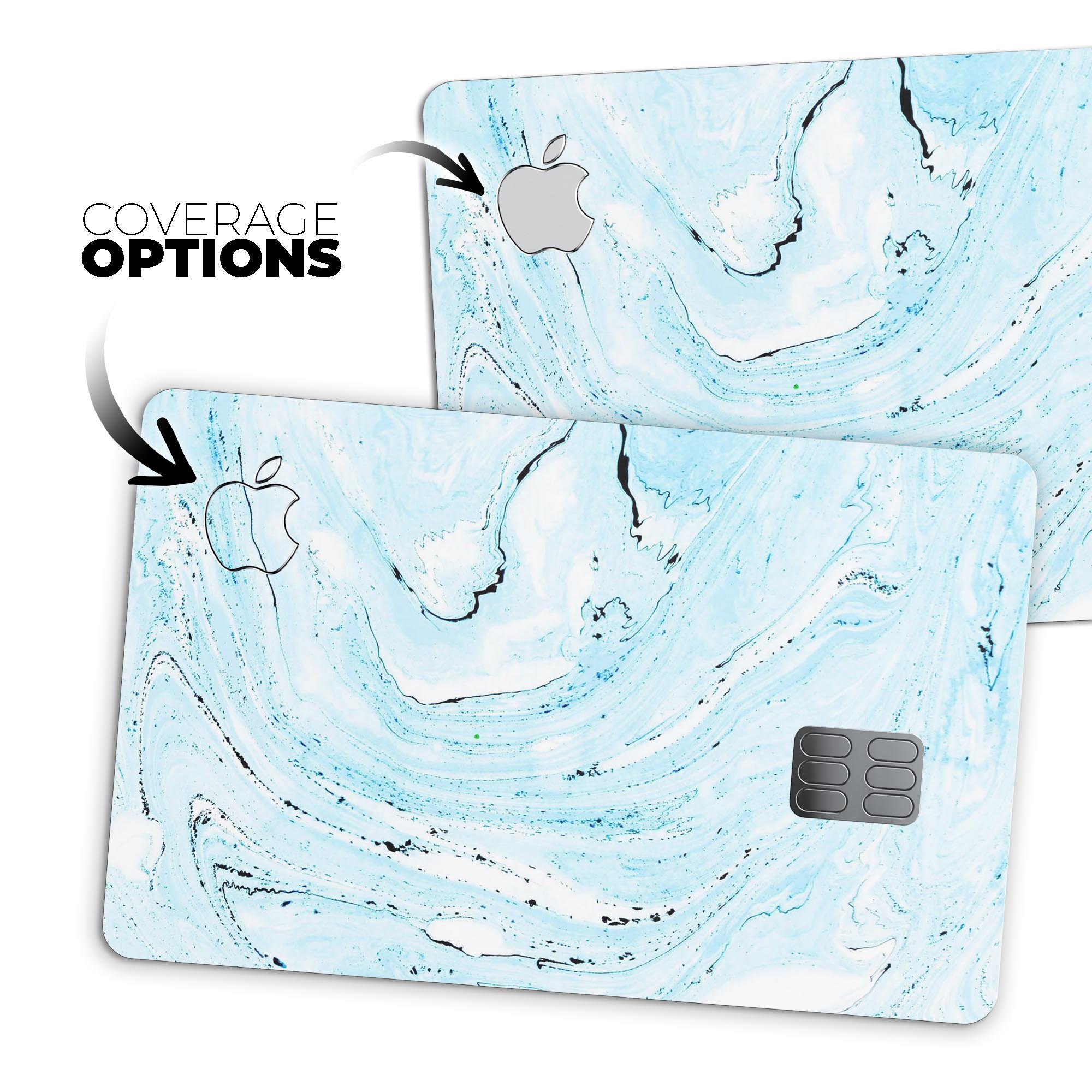 Ocean Blue Textured Marble skin decal for Apple Card, showcasing its premium vinyl texture and elegant design.