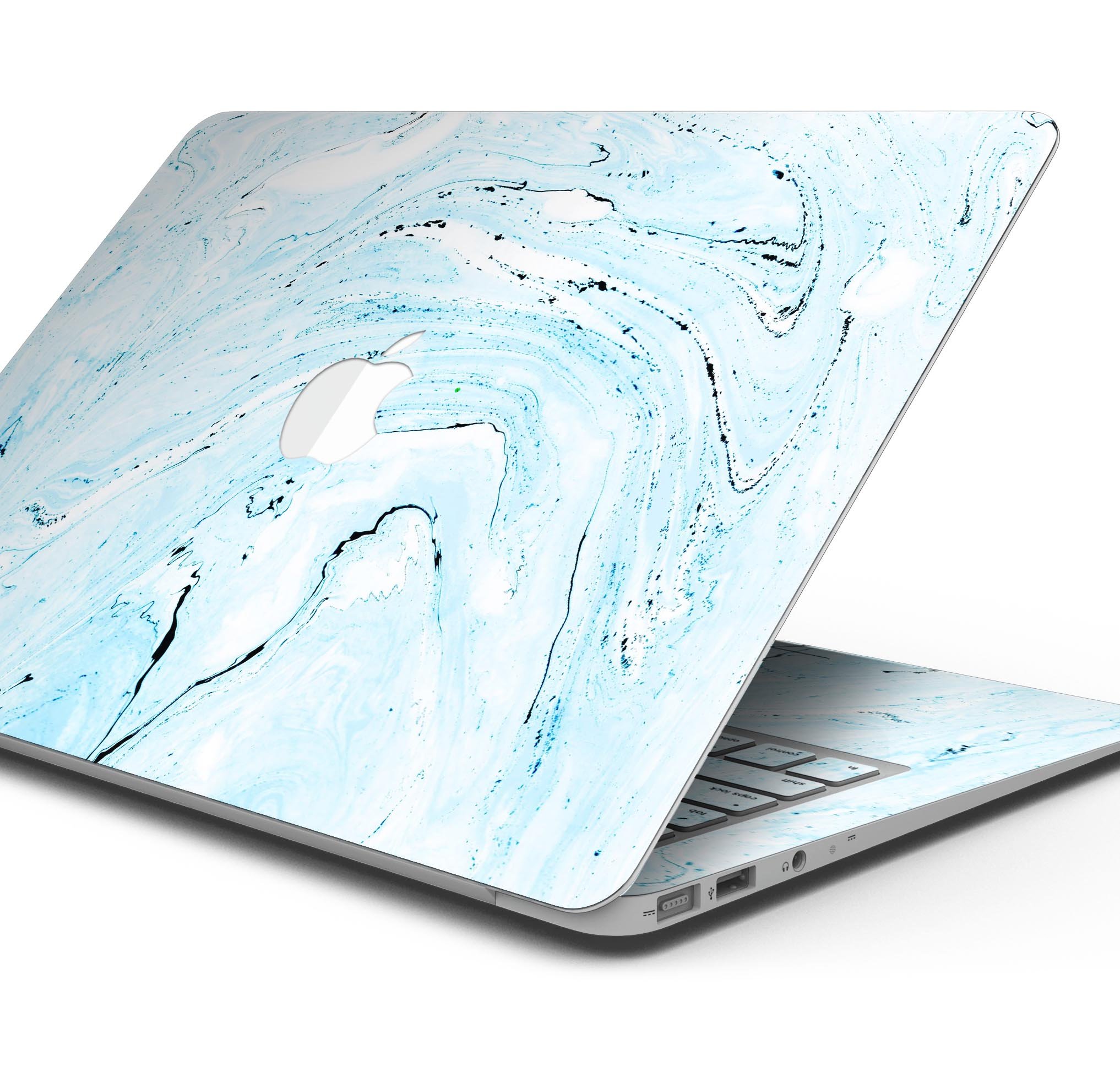 Ocean Blue Textured Marble Skin Decal Wrap Kit for MacBook, showcasing a stylish design with a textured finish.