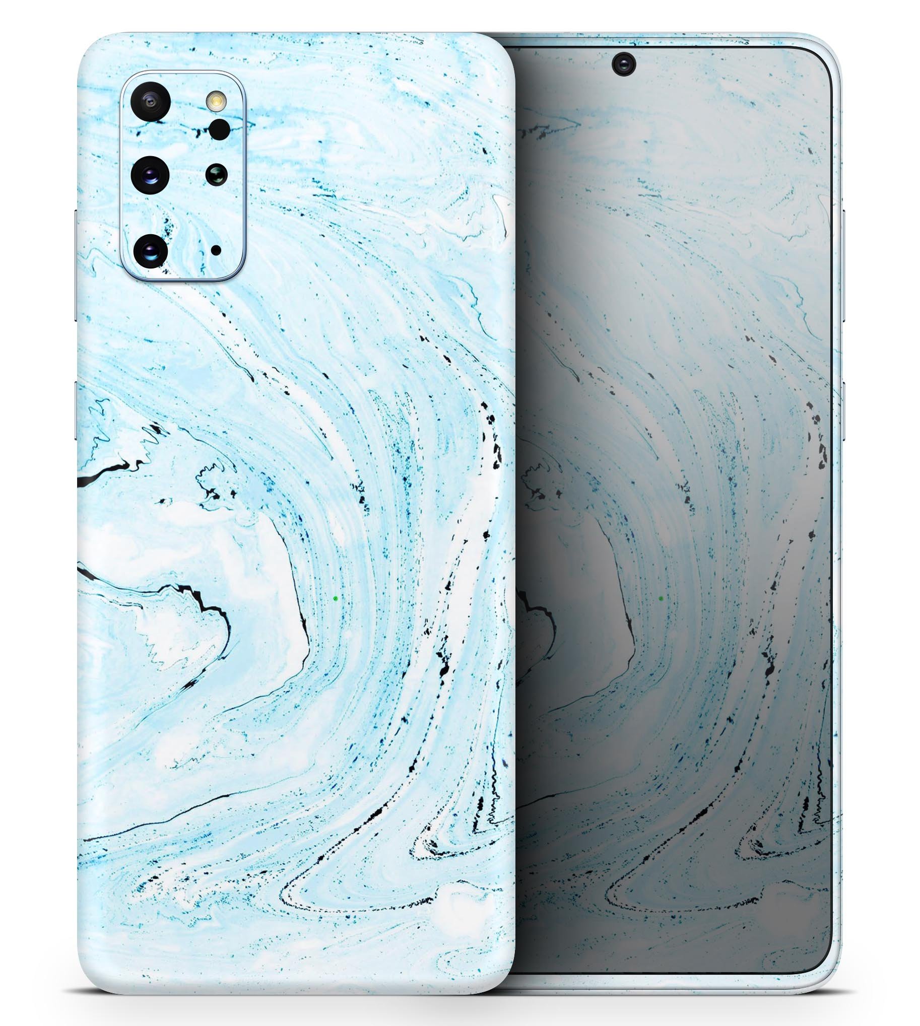 Ocean Blue Textured Marble Skin-Kit for Samsung Galaxy S-Series, showcasing a vibrant blue marble design on a sleek device.