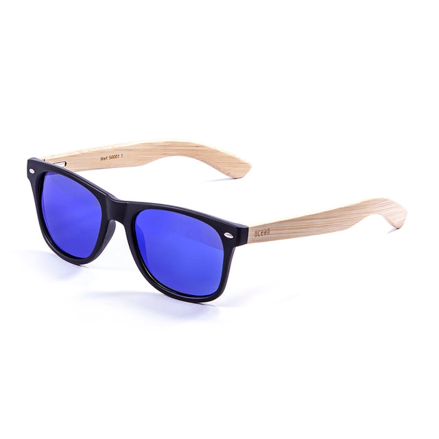 OCEAN GLASSES BEACH WOOD 50001.1 sunglasses featuring a full-rimmed black rectangular frame, perfect for beach and outdoor activities.