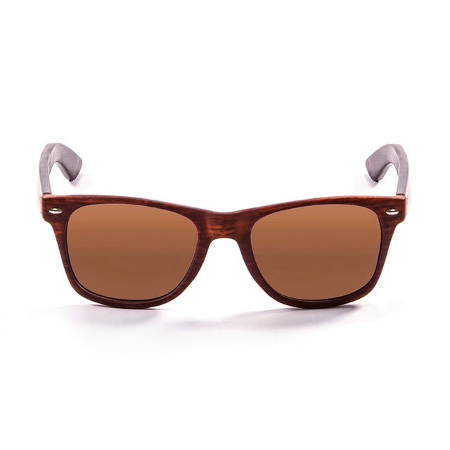 OCEAN GLASSES BEACH WOOD 50010.3 sunglasses featuring a full-rimmed rectangular frame in elegant brown color, suitable for all genders.