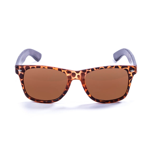 OCEAN GLASSES BEACH WOOD 50010.4 sunglasses featuring a full-rimmed rectangular frame in brown, suitable for unisex wear.