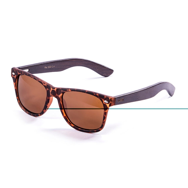 OCEAN GLASSES BEACH WOOD 50010.4 sunglasses featuring a full-rimmed rectangular frame in brown, suitable for unisex wear.