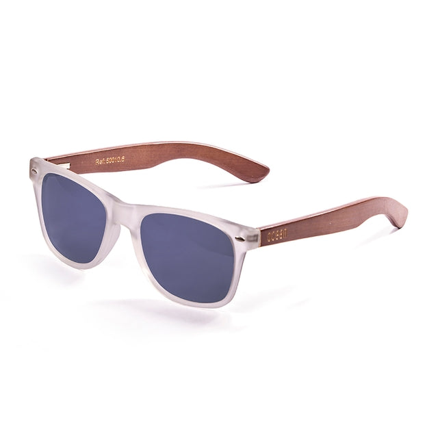 OCEAN GLASSES BEACH WOOD 50010.6 unisex sunglasses with a full-rimmed rectangular brown plastic frame.