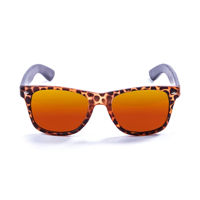 OCEAN GLASSES BEACH WOOD 50013.4 sunglasses featuring a full-rimmed rectangular frame in brown, suitable for unisex wear.