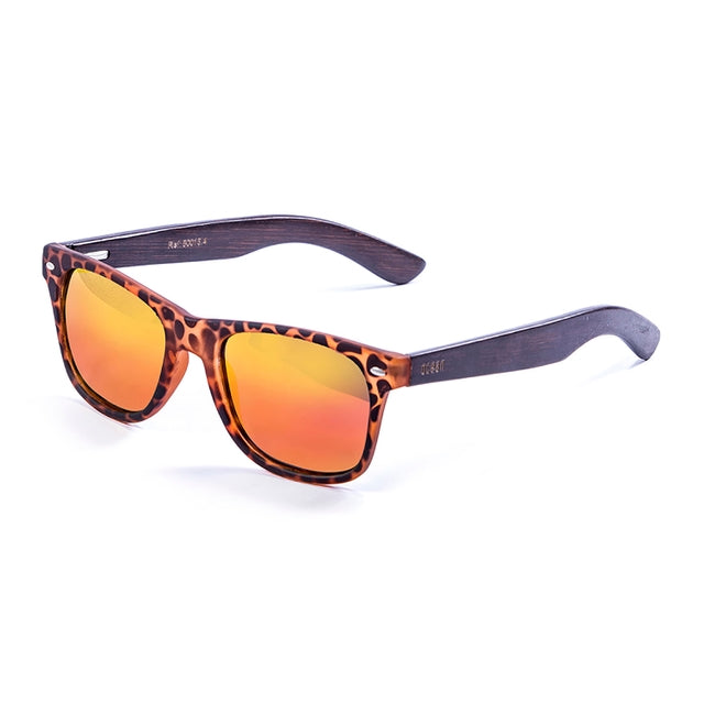 OCEAN GLASSES BEACH WOOD 50013.4 sunglasses featuring a full-rimmed rectangular frame in brown, suitable for unisex wear.