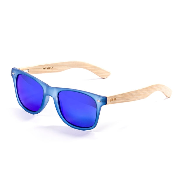 OCEAN GLASSES BEACH WOOD 50001.5 featuring a stylish blue full-rimmed rectangular frame, perfect for beach outings.