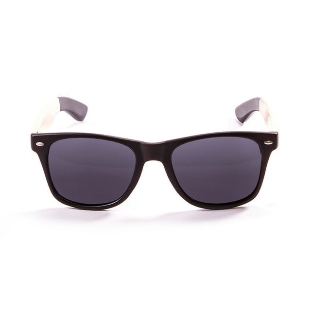 OCEAN GLASSES BEACH WOOD 50600.1 sunglasses featuring a full-rimmed rectangular black frame, perfect for unisex wear.