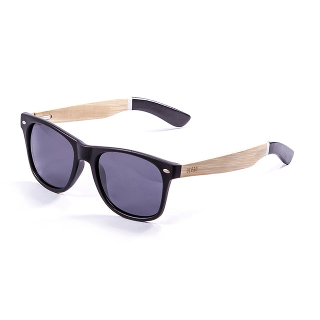 OCEAN GLASSES BEACH WOOD 50600.1 sunglasses featuring a full-rimmed rectangular black frame, perfect for unisex wear.