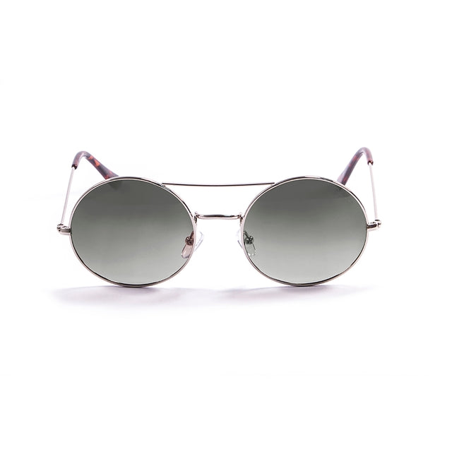 OCEAN GLASSES CIRCLE 10.2 featuring a full-rimmed round silver metal frame, designed for unisex wear.