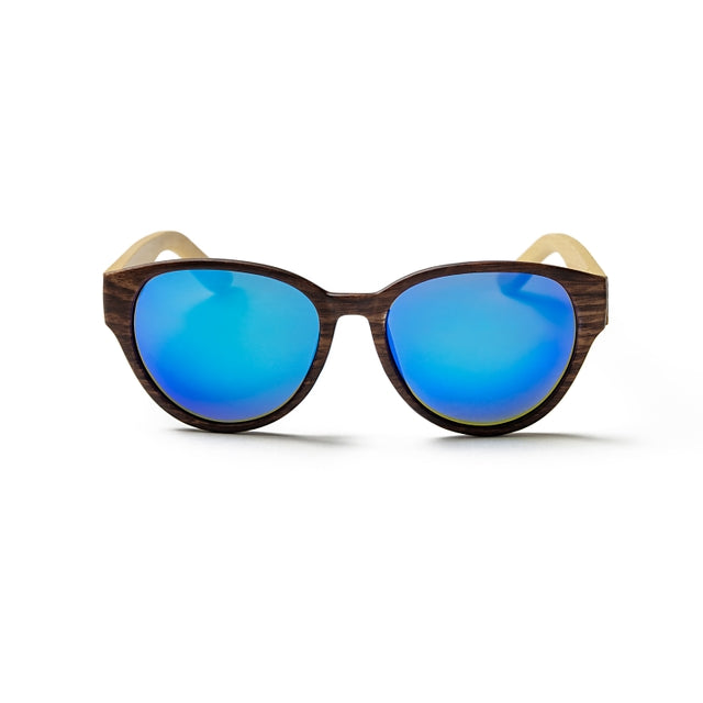 OCEAN GLASSES COOL 51001.2 round wooden sunglasses in brown color, showcasing full-rimmed design and stylish craftsmanship.