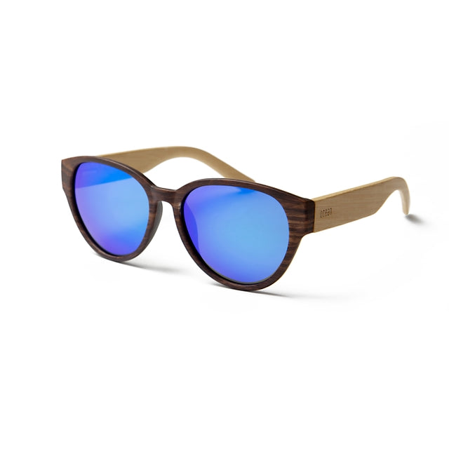 OCEAN GLASSES COOL 51001.2 round wooden sunglasses in brown color, showcasing full-rimmed design and stylish craftsmanship.