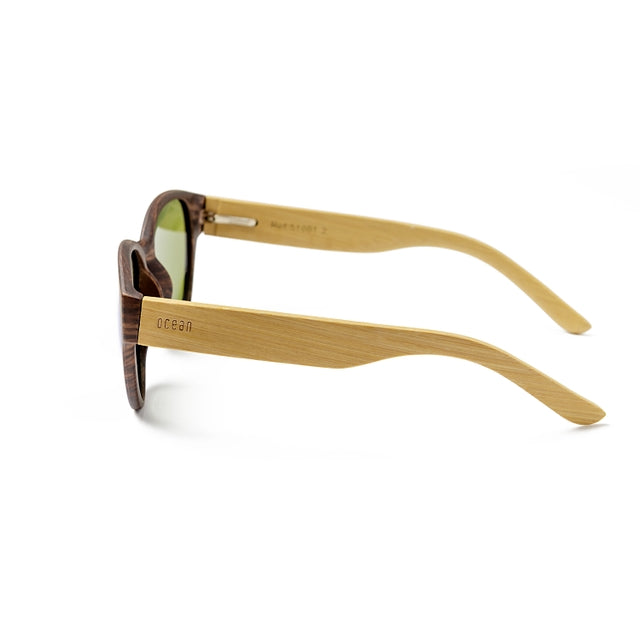 OCEAN GLASSES COOL 51001.2 round wooden sunglasses in brown color, showcasing full-rimmed design and stylish craftsmanship.