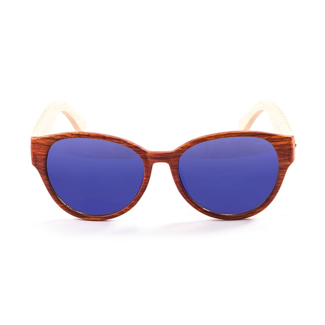 OCEAN GLASSES COOL 51001.3 round wooden sunglasses in brown color, showcasing full-rimmed design and stylish appeal.