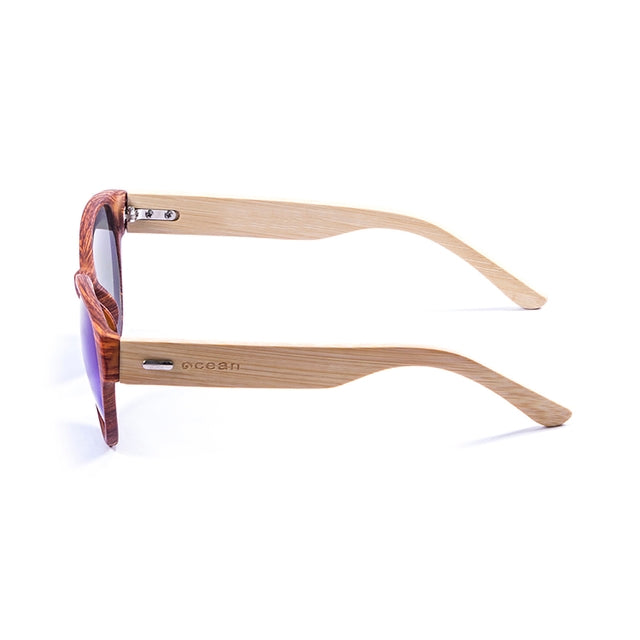 OCEAN GLASSES COOL 51001.3 round wooden sunglasses in brown color, showcasing full-rimmed design and stylish appeal.