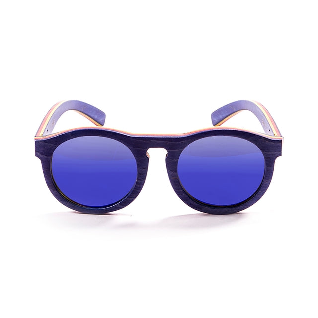 OCEAN GLASSES FIJI 54002.4 featuring a round wooden frame in vibrant blue color, designed for unisex wear.