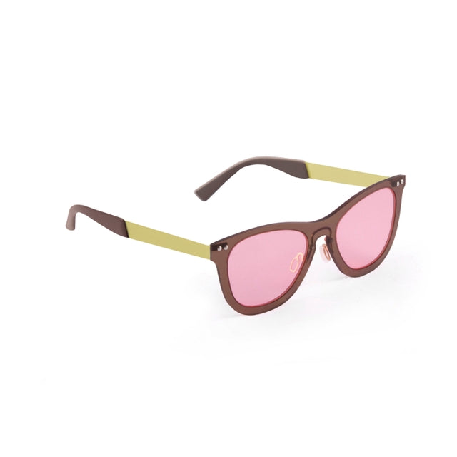 OCEAN GLASSES FLORENCIA 24.26 featuring a round full-rimmed brown nylon frame, suitable for unisex wear.