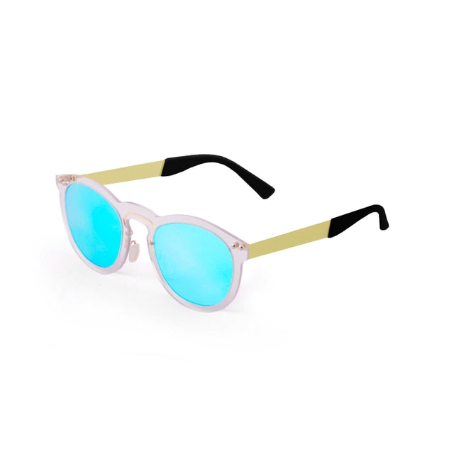 OCEAN GLASSES IBIZA 21.16 featuring a full-rimmed round frame in gold, made from durable nylon, suitable for unisex wear.