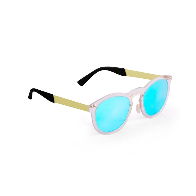 OCEAN GLASSES IBIZA 21.16 featuring a full-rimmed round frame in gold, made from durable nylon, suitable for unisex wear.