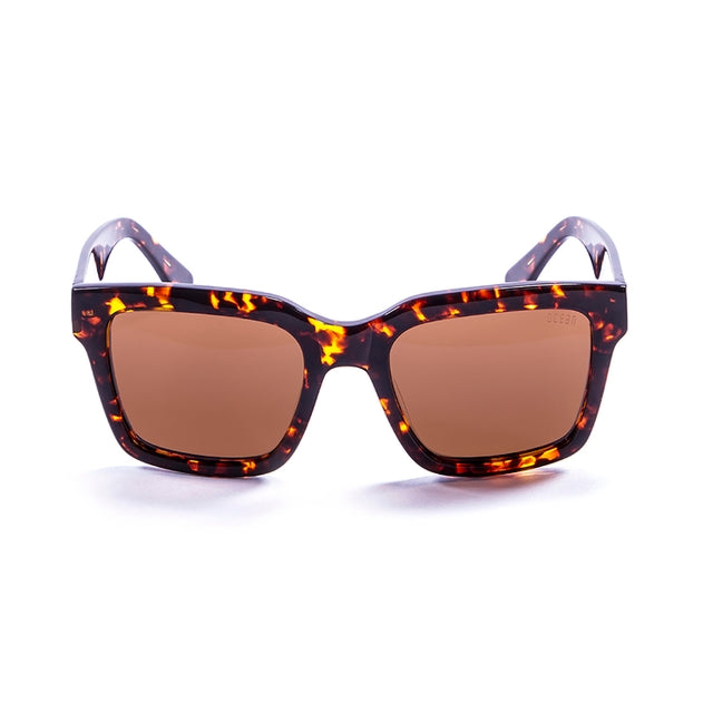 OCEAN GLASSES JAWS 63000.0 featuring a full-rimmed rectangular brown acetate frame, designed for unisex wear.